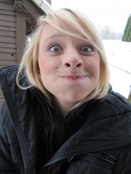 Pretty blonde teen Tonya shows her juicy tits  her fine ass outdoors