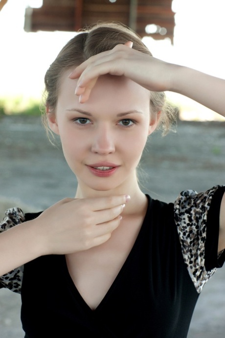 Russian teen Virginia Sun strips naked outdoors  reveals her slim body